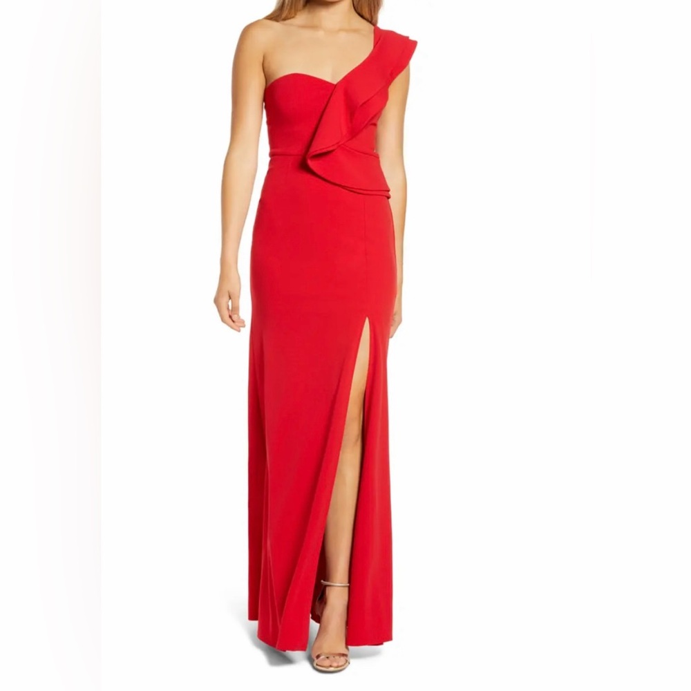 Lulus Ruffle One Shoulder Formal Dress
